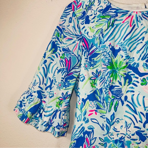 Lilly Pulitzer Fiesta Stretch Dress Coastal Blue Lion turquoise white pink - Picture 13 of 15